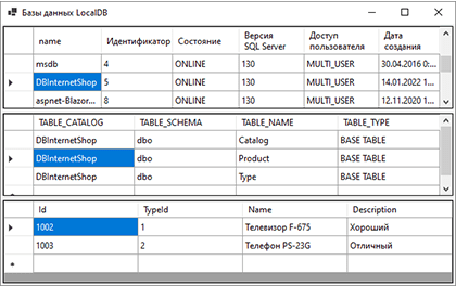 DataGridView в приложении просмотра баз данных LocalDB