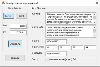 Программа передачи указателей по сети