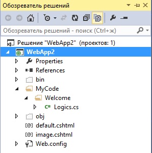 Вид веб-приложения в обозревателе решений